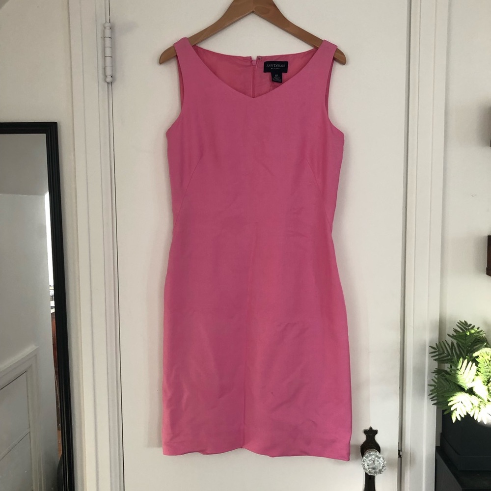 Linen blend pink shift dress